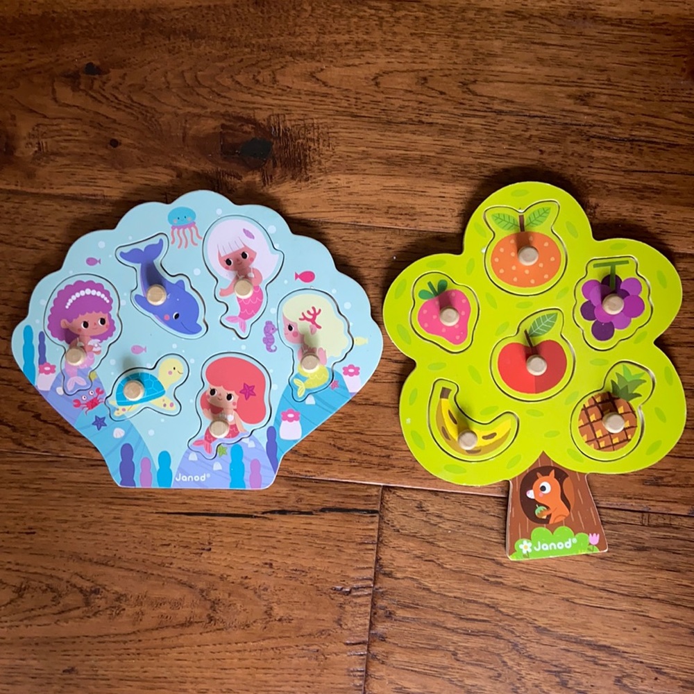 Janod Fruit Tree & Mermaid Puzzle Bundle